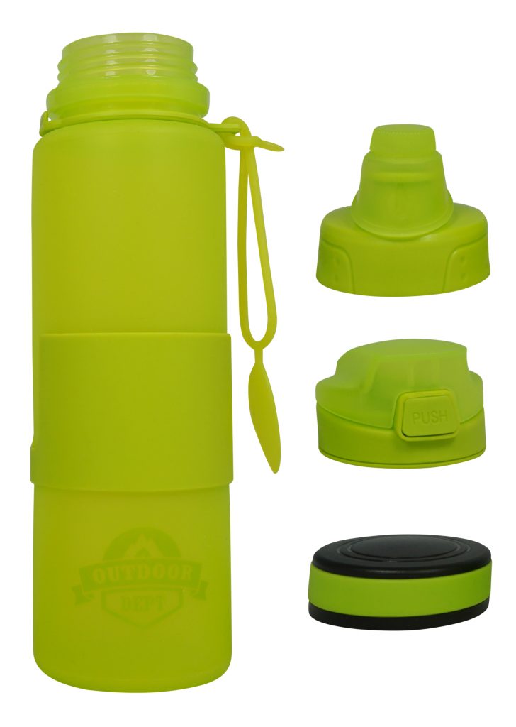 Faltbare Trinkflasche mit 3 Deckeln - OUTDOOR DEPT - Reise- und  Outdoorzubehör für dich